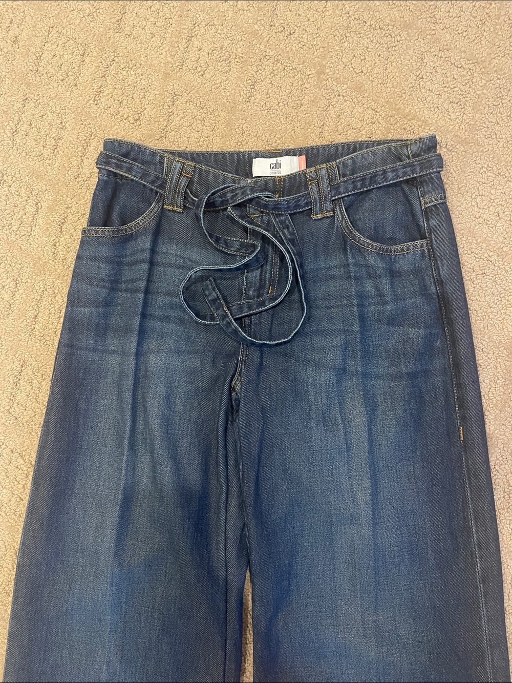 CAbi Dark Blue Wide-Leg Tie-Waist Jeans - Picture 2 of 6
